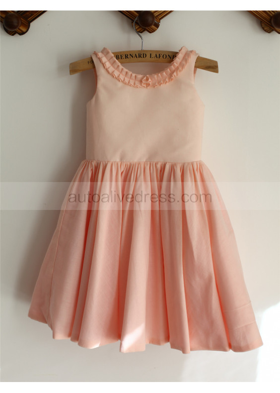 Pink Cotton Scooped Back Minimalist Flower Girl Dress